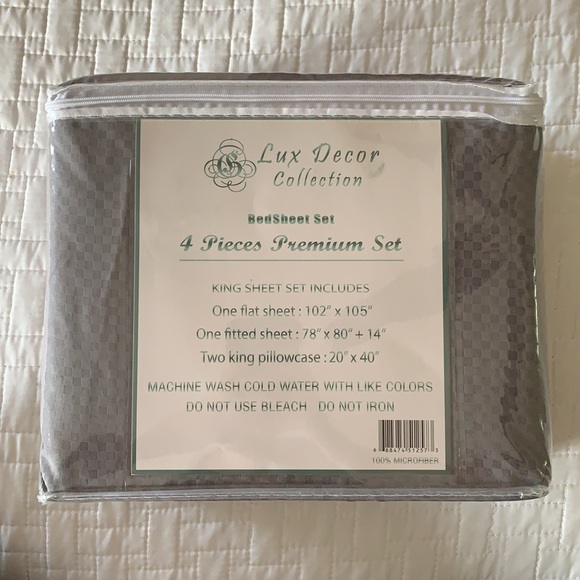 NIB Lux Decor Collection King Bedsheet Set - Picture 3 of 4
